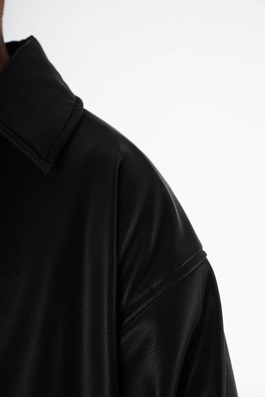 V Leather Jacket - Black