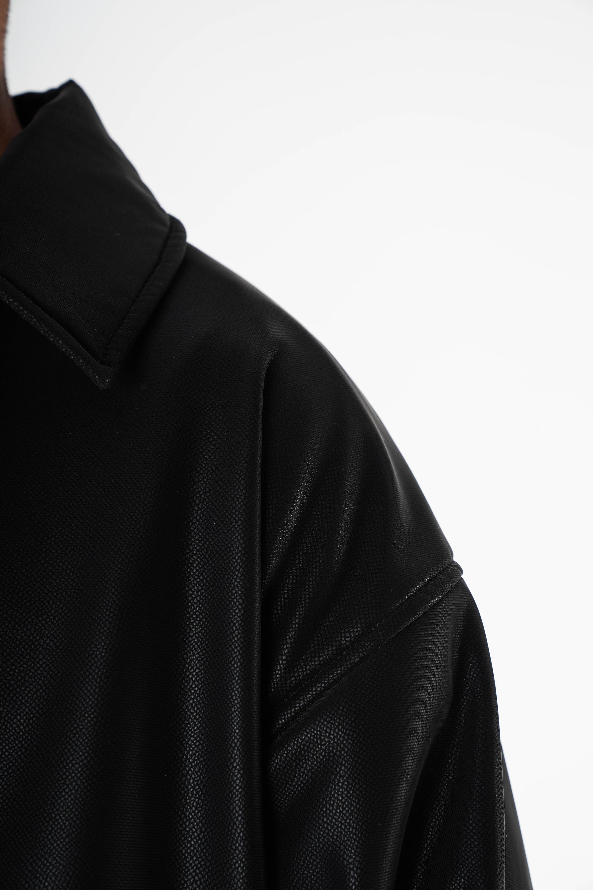 V Leather Jacket - Black