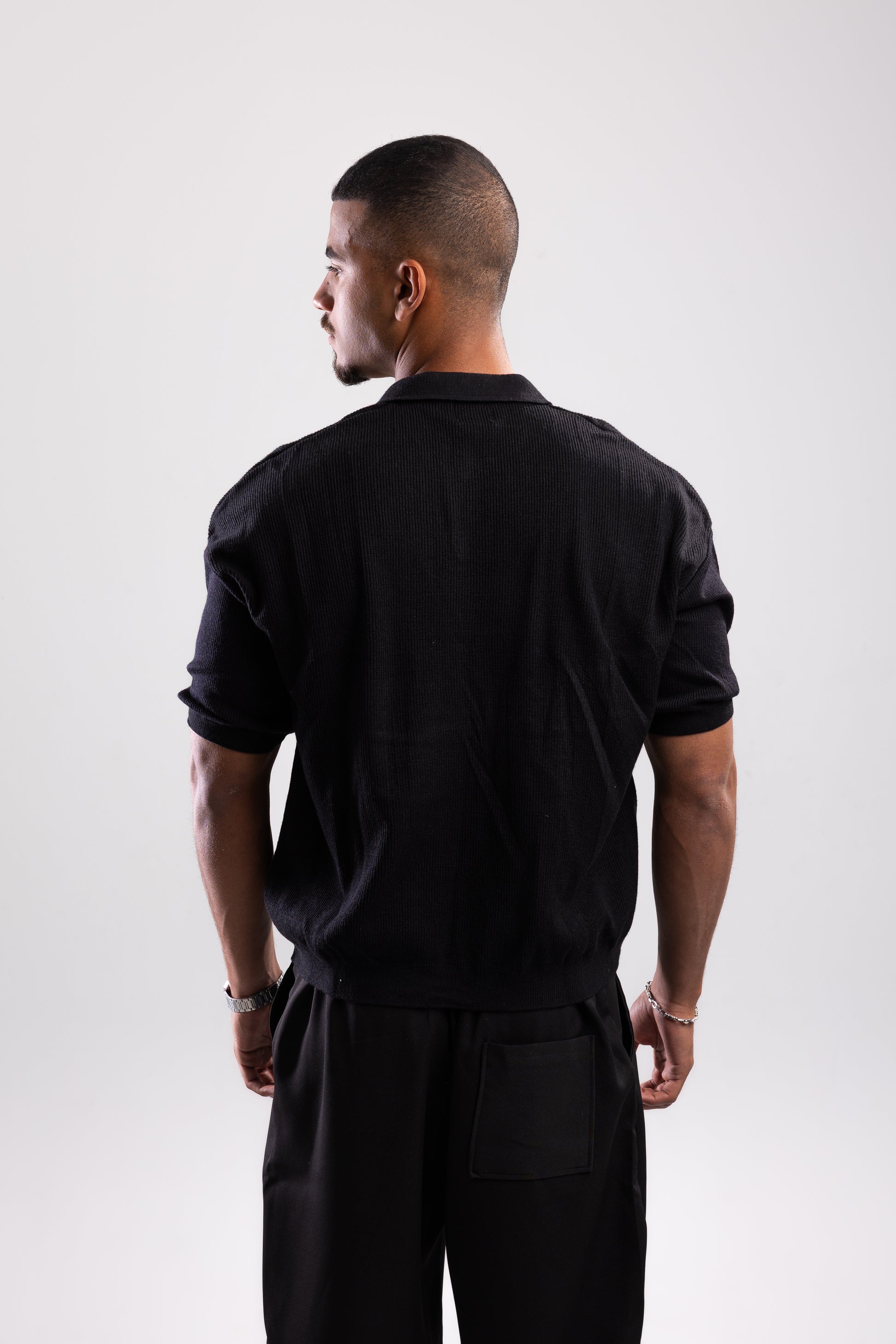 Polo Knit T-shirt - Black