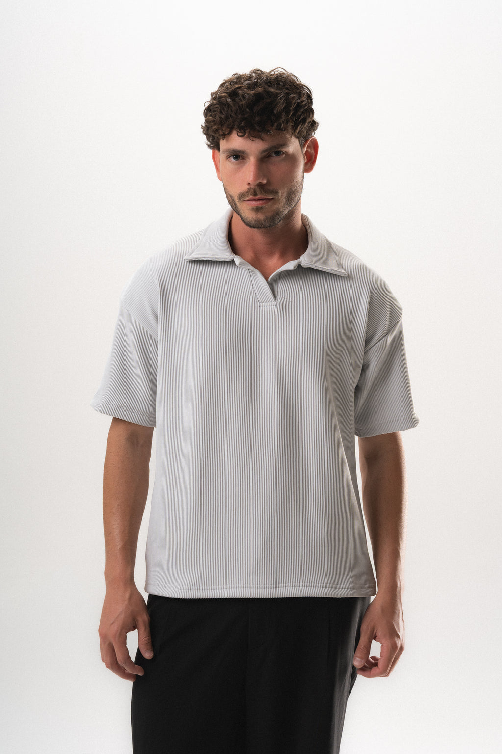 Polo Weighted Tshirt - Light Grey