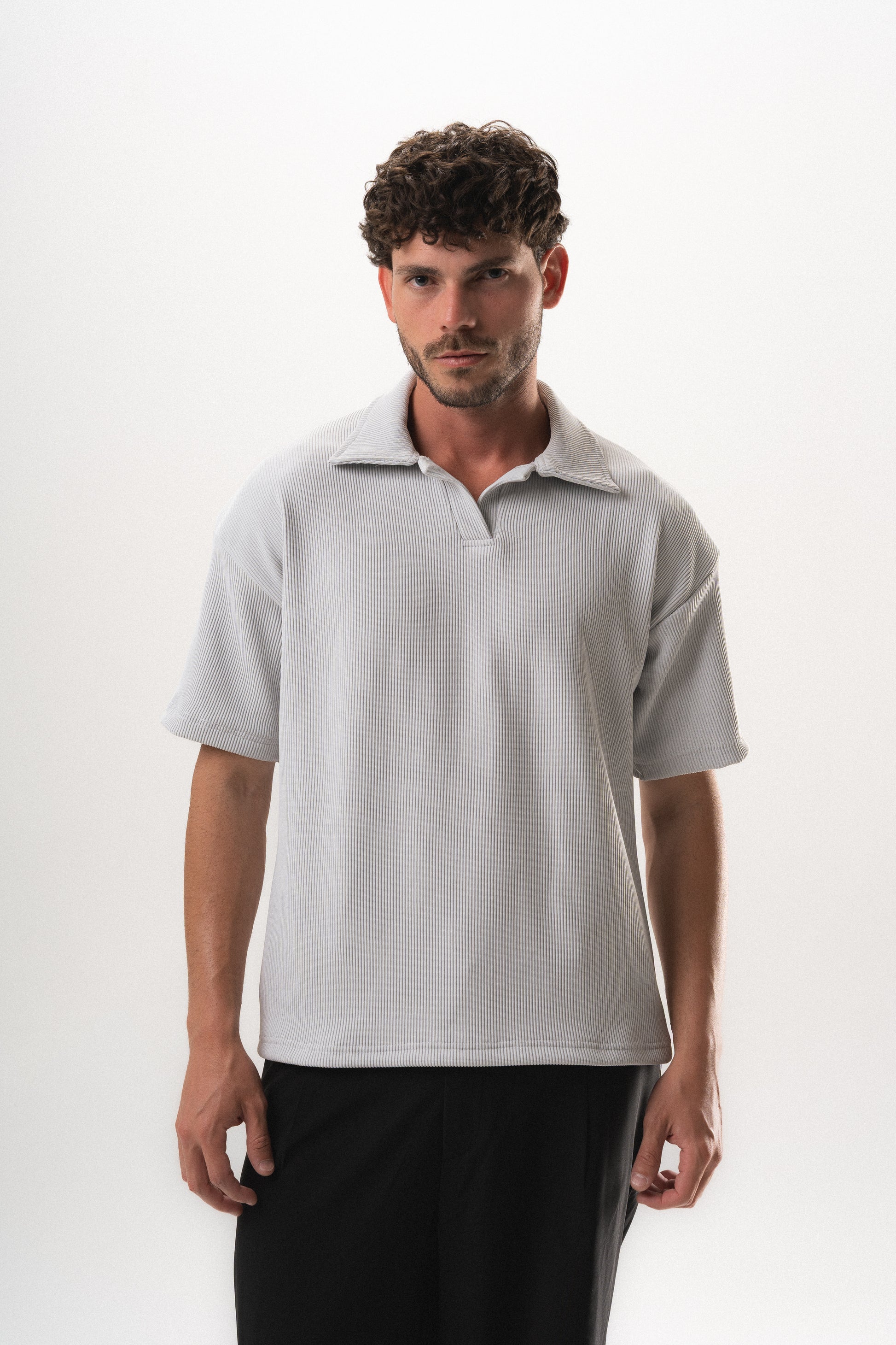 Polo Weighted Tshirt - Light Grey