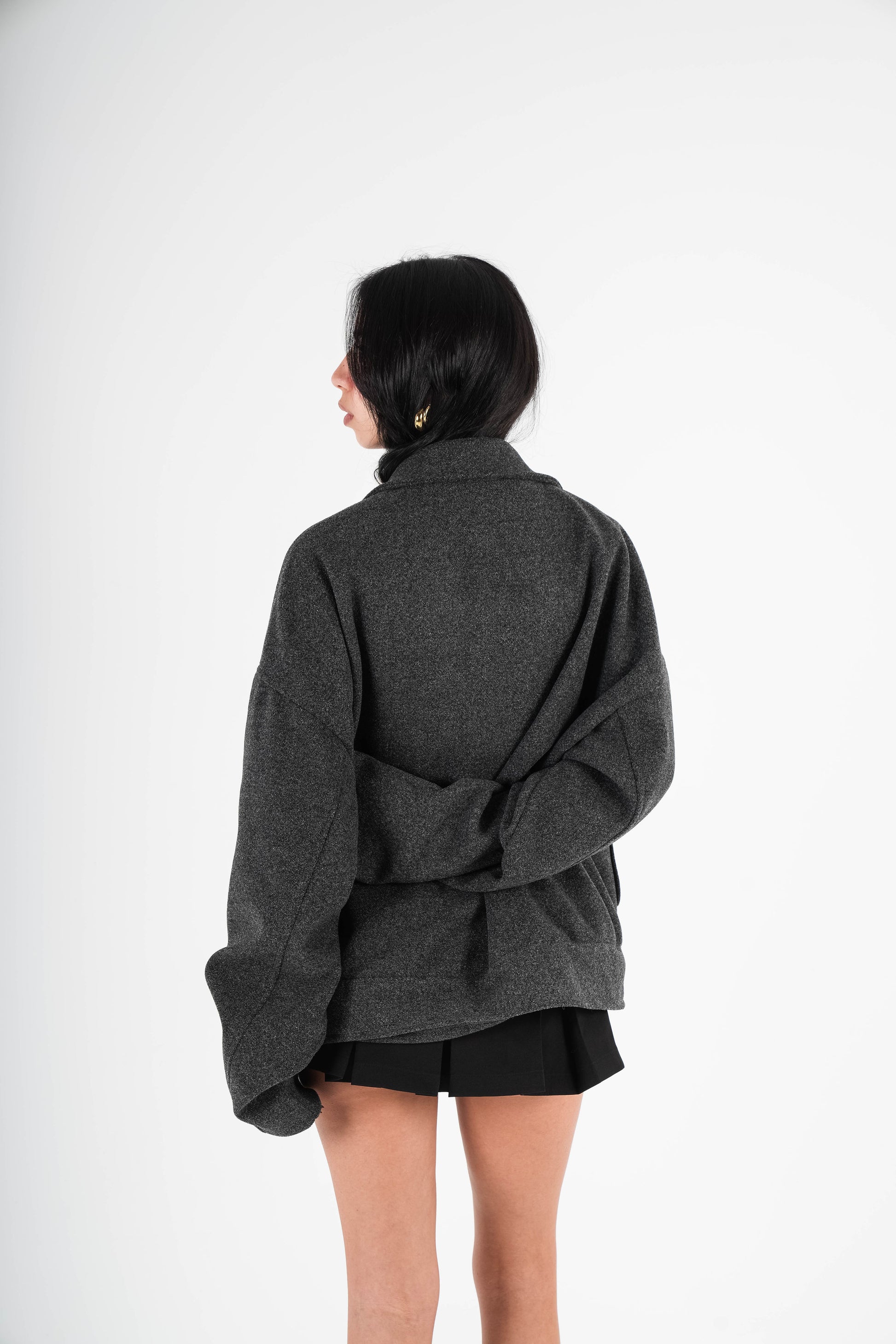 Formal Cropped Jacket - Grey