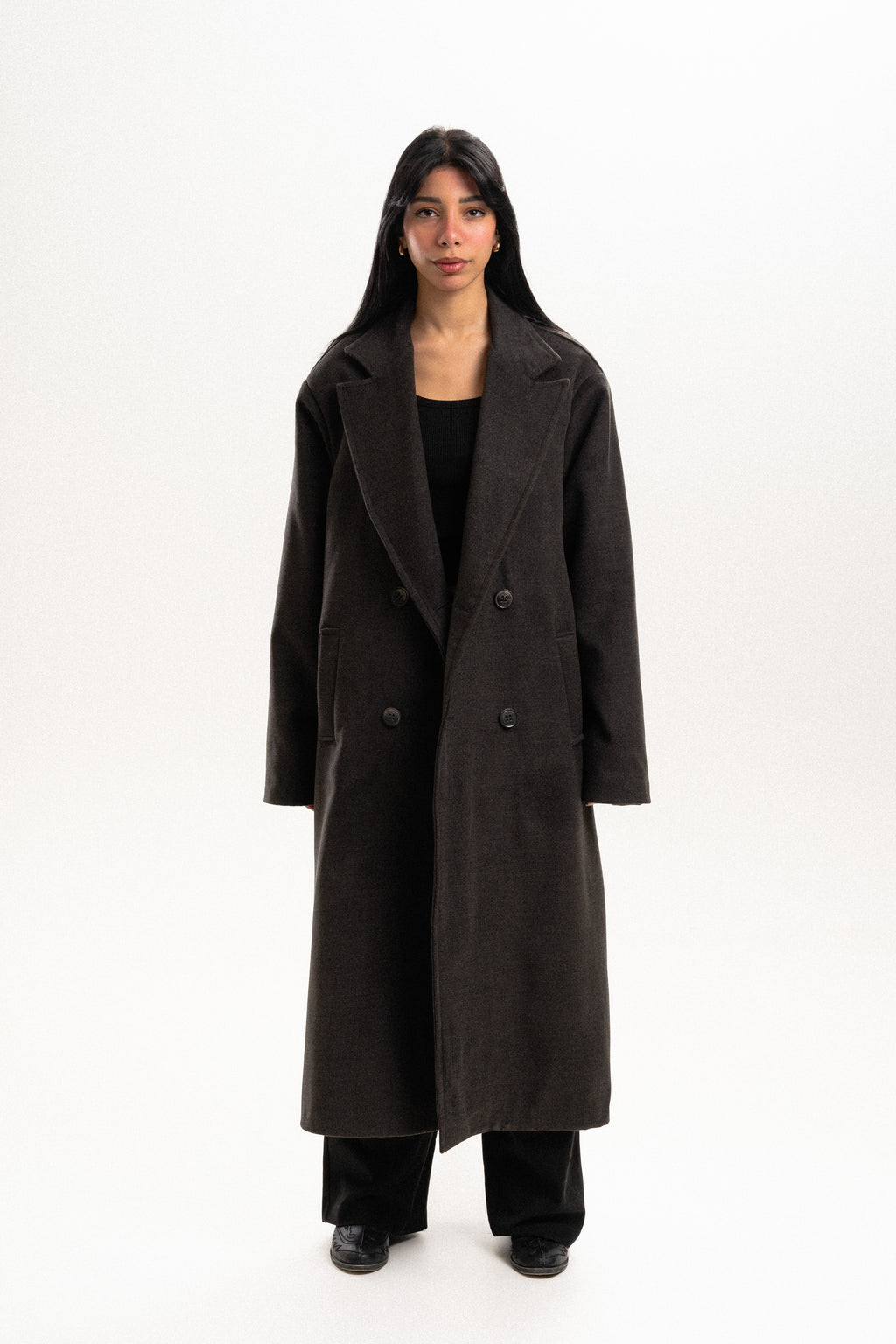 Wool Long Overcoat - Dark Grey