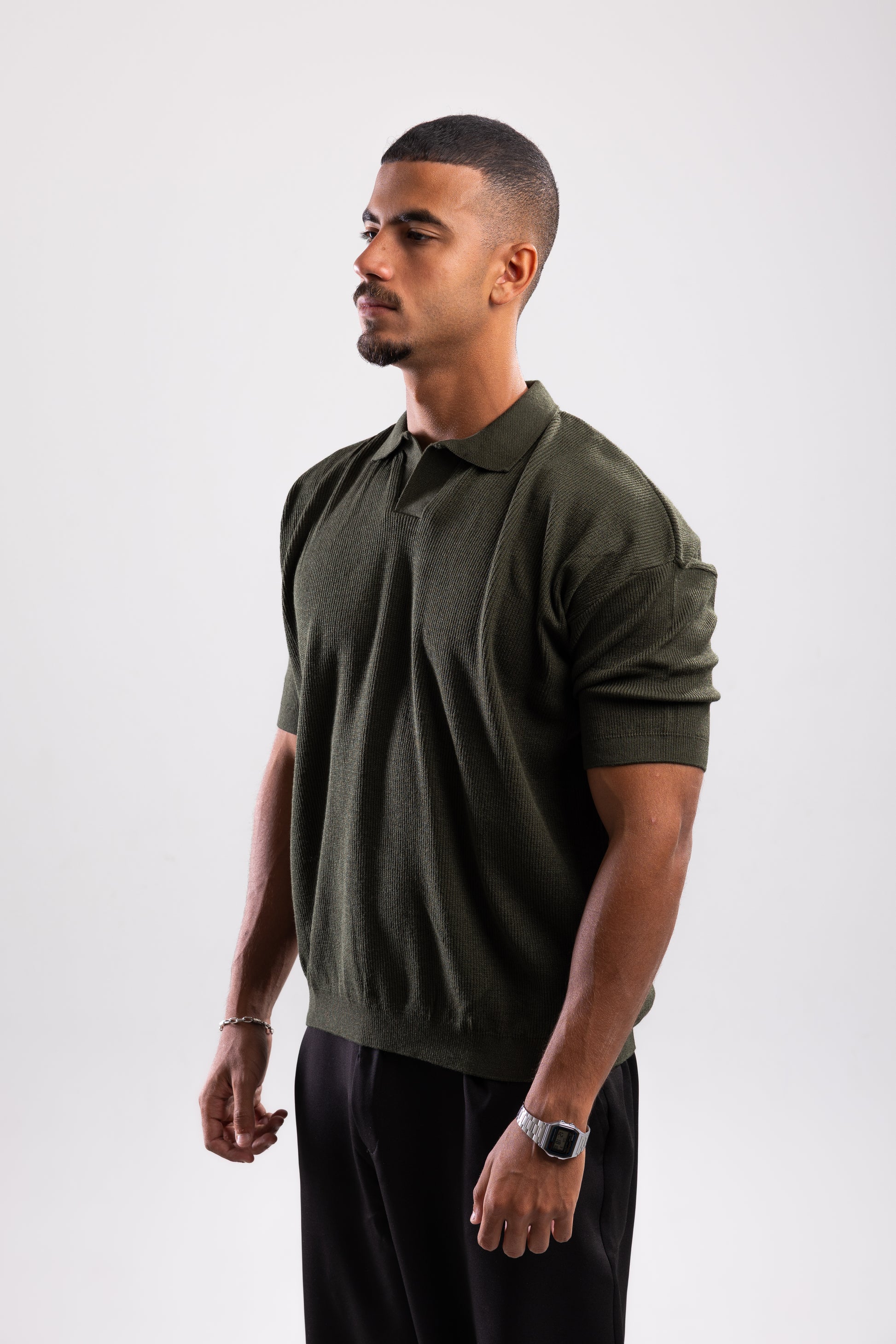 Polo Knit T-shirt - Dark Green