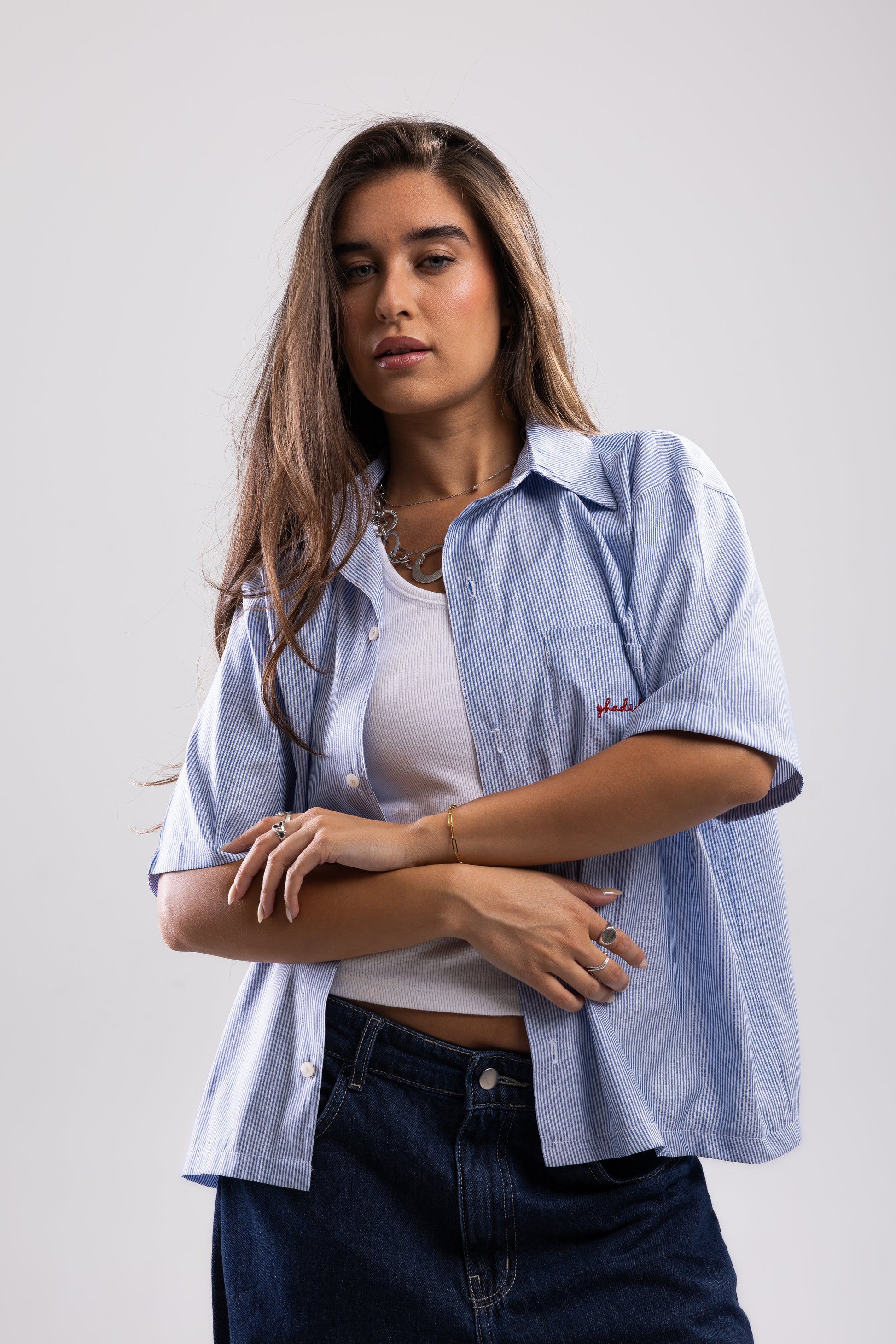 Striped Shirt - Bluexwhite