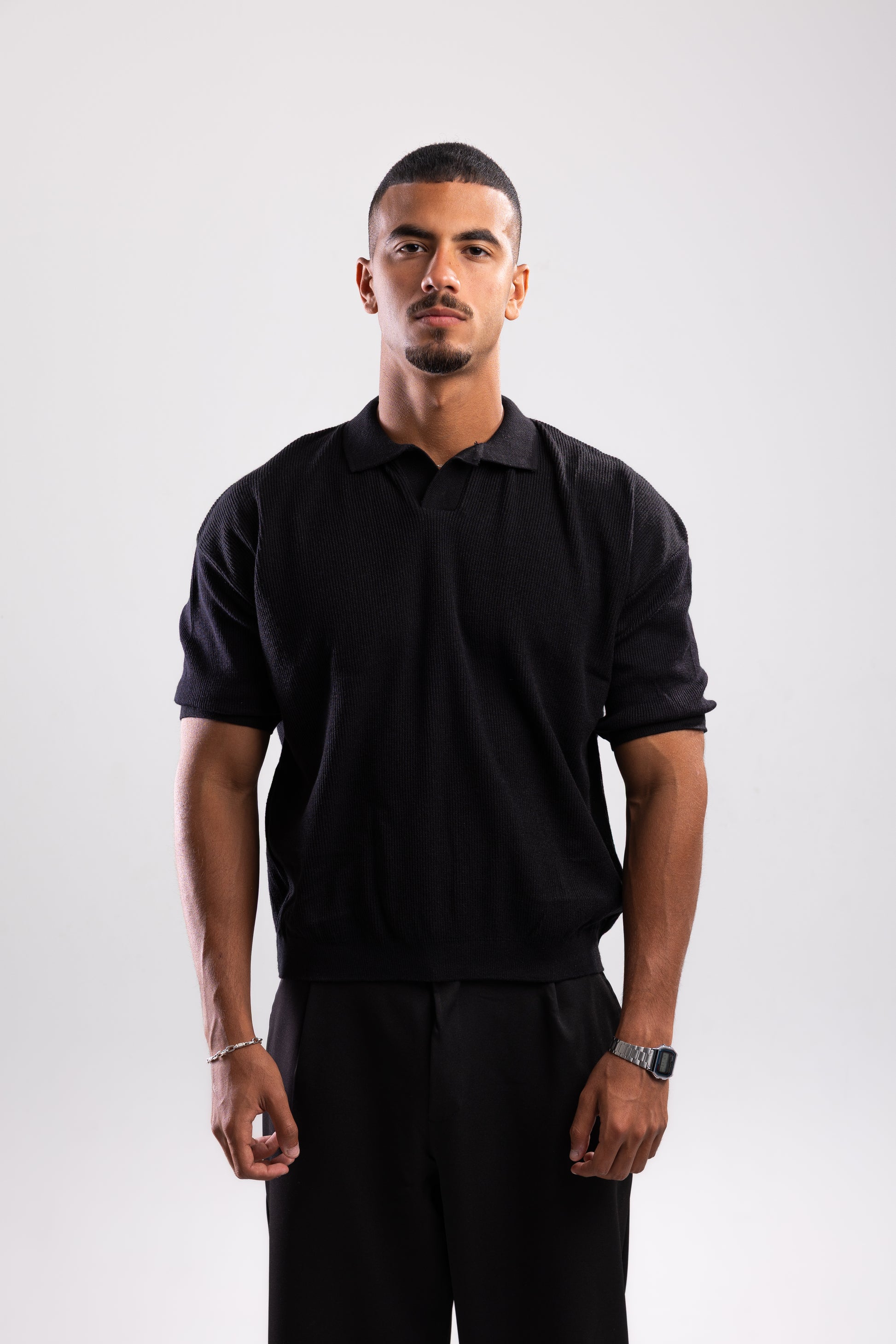 Polo Knit T-shirt - Black