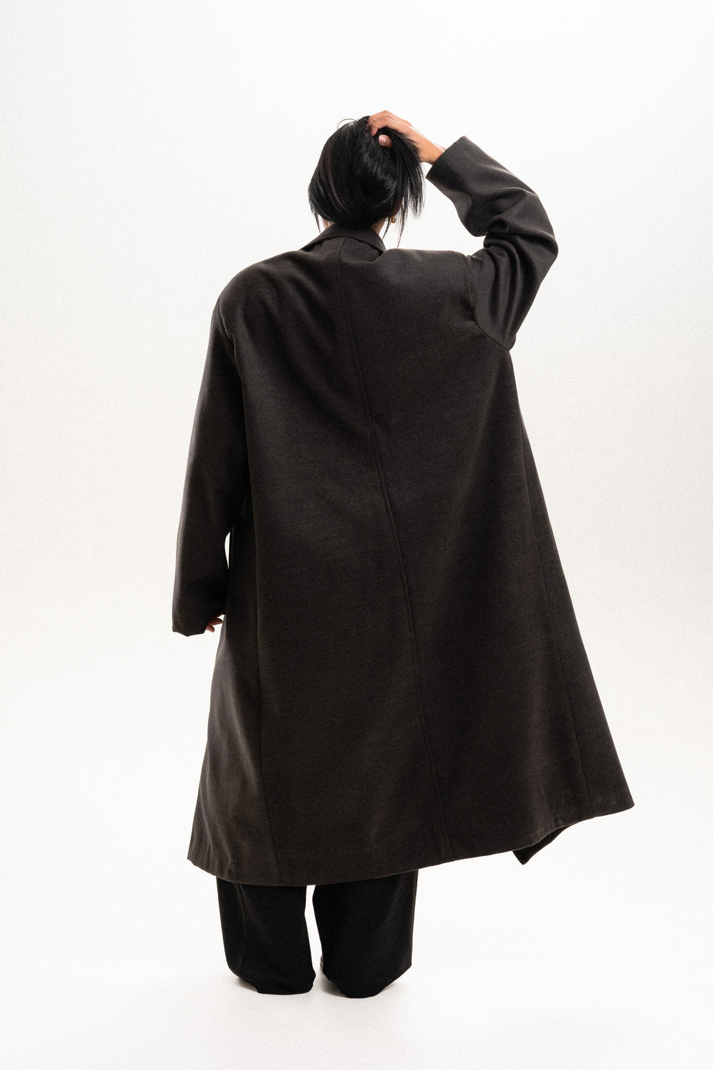 Wool Long Overcoat - Dark Grey