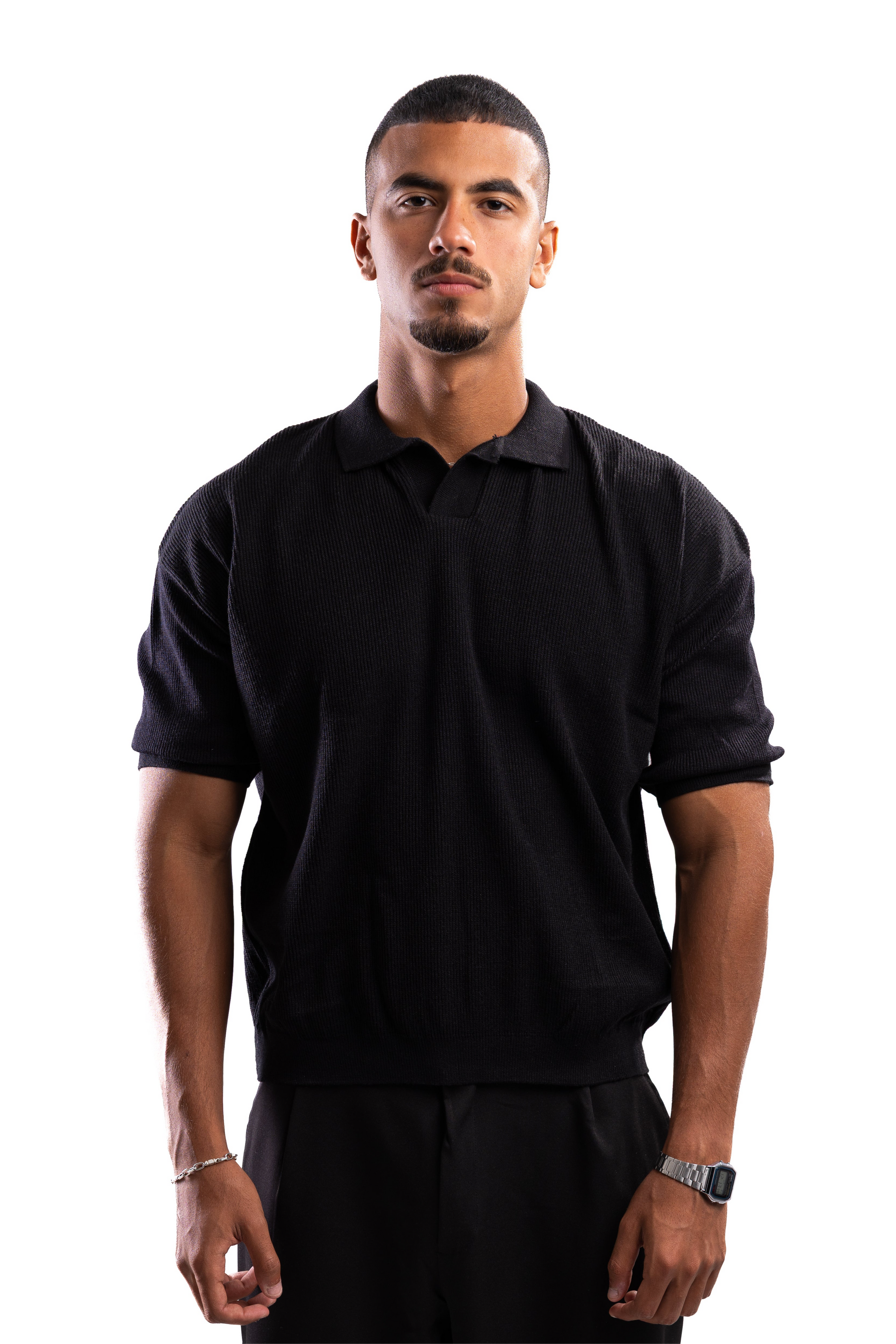 Polo Knit T-shirt - Black