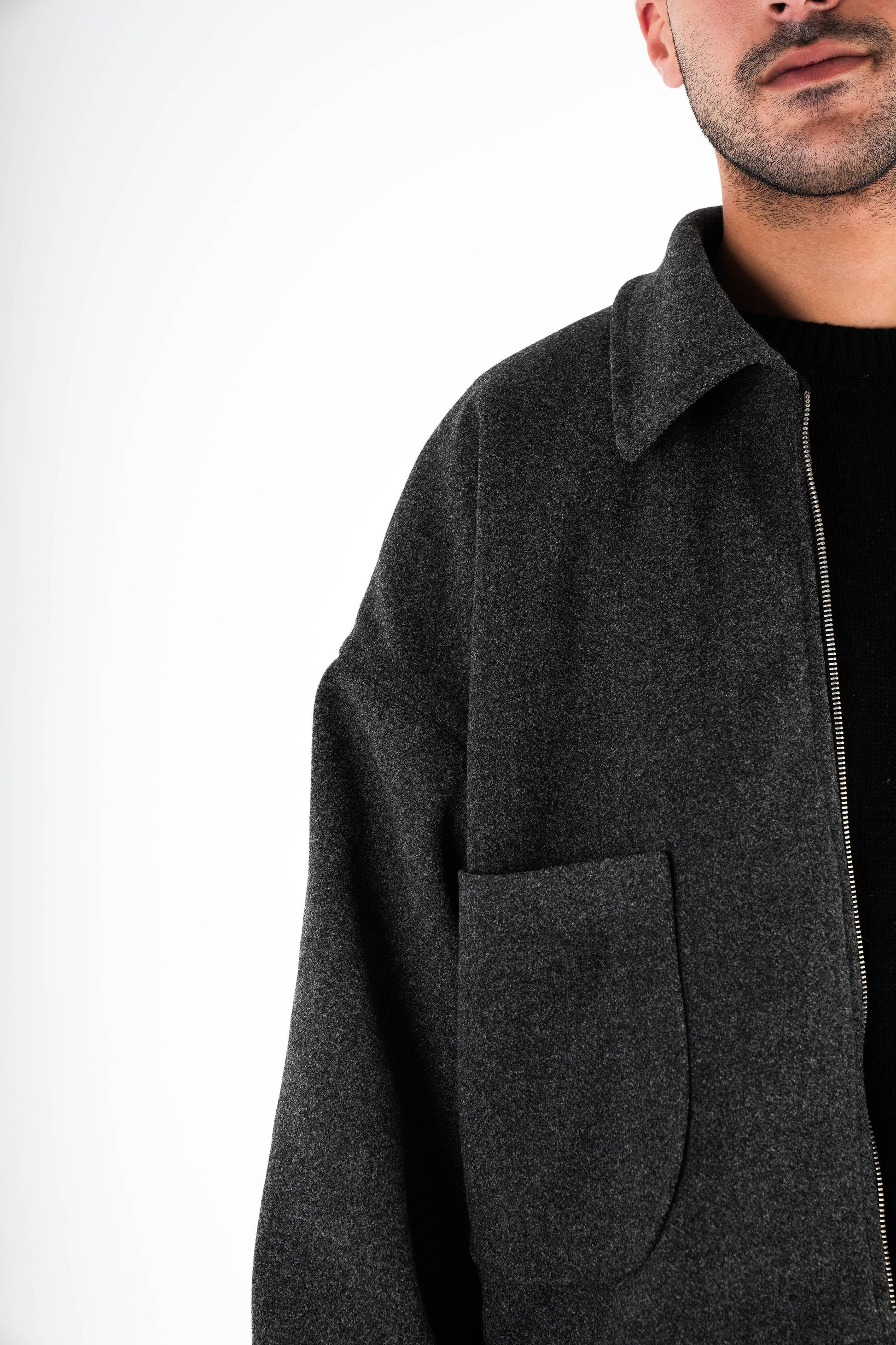 Formal Cropped Jacket - Grey