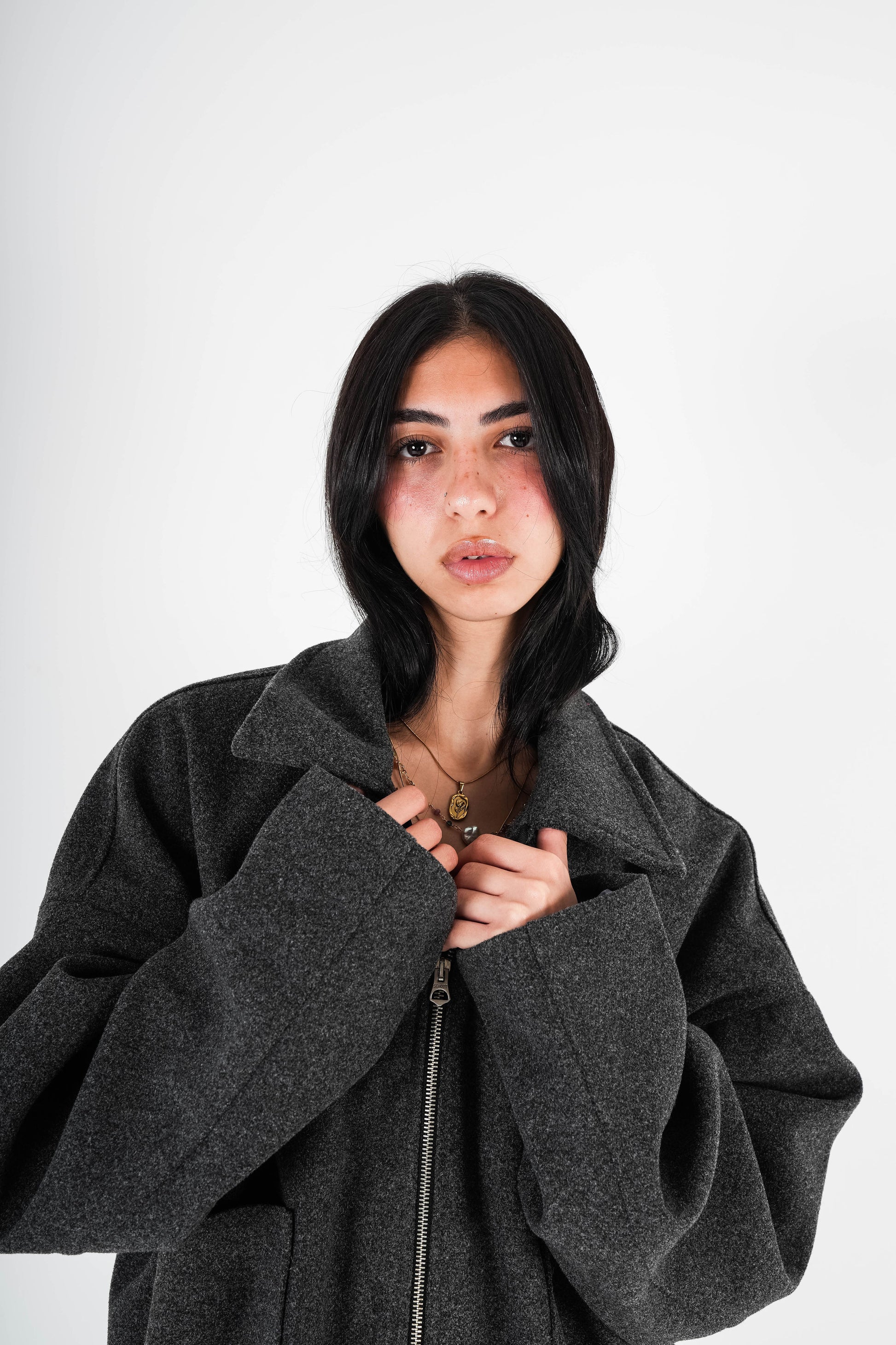 Formal Cropped Jacket - Grey