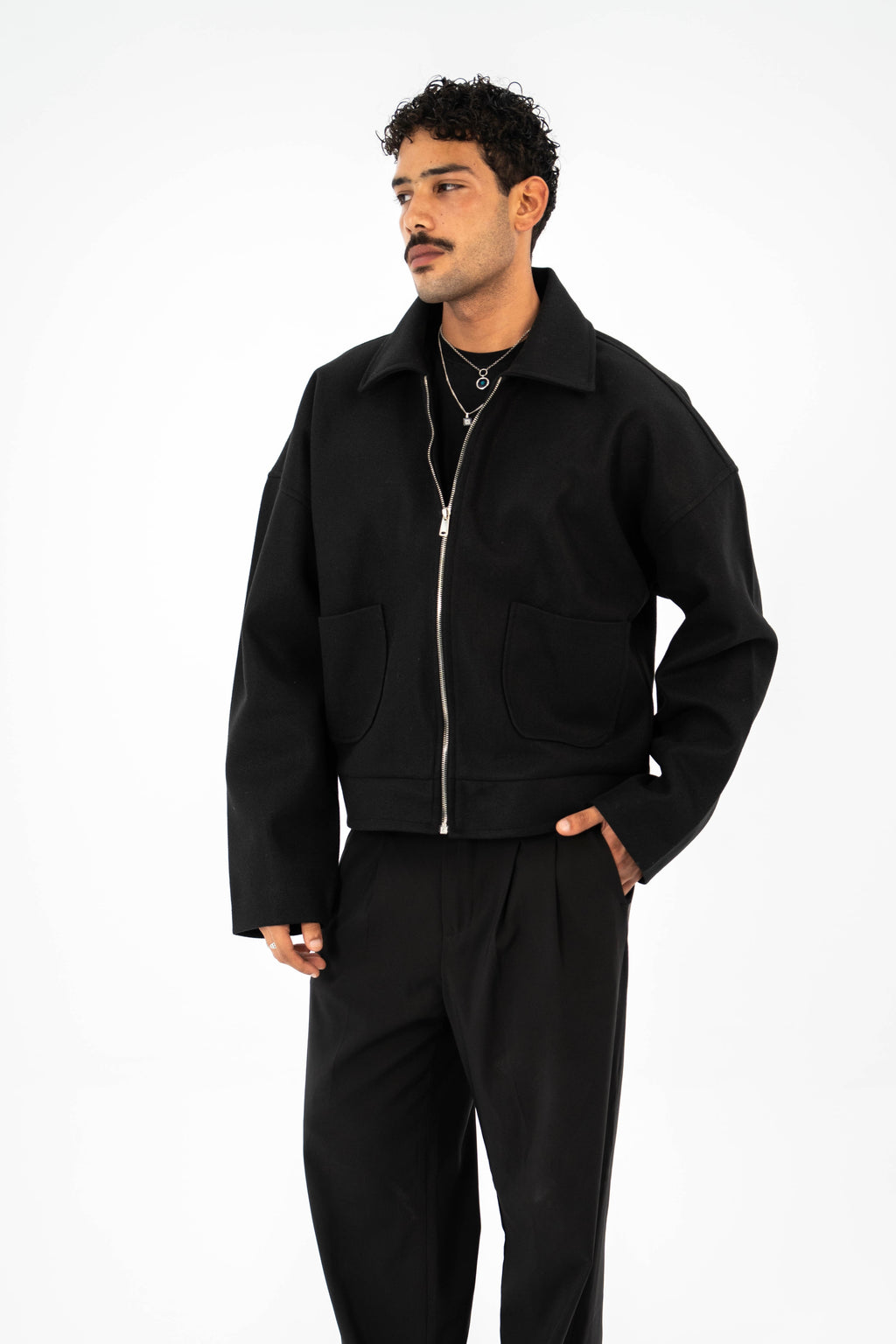 Formal Cropped Jacket - Black