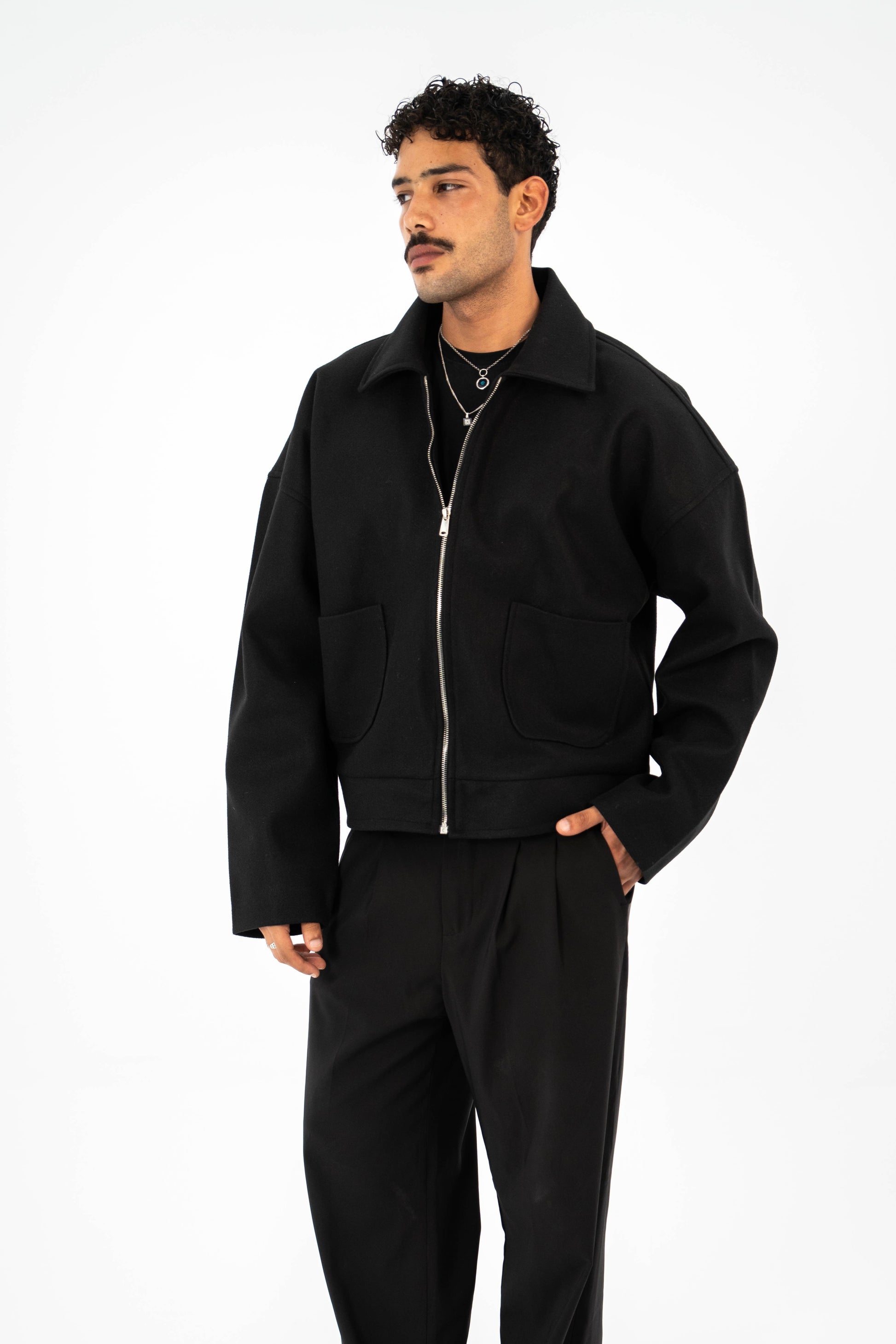 Formal Cropped Jacket - Black