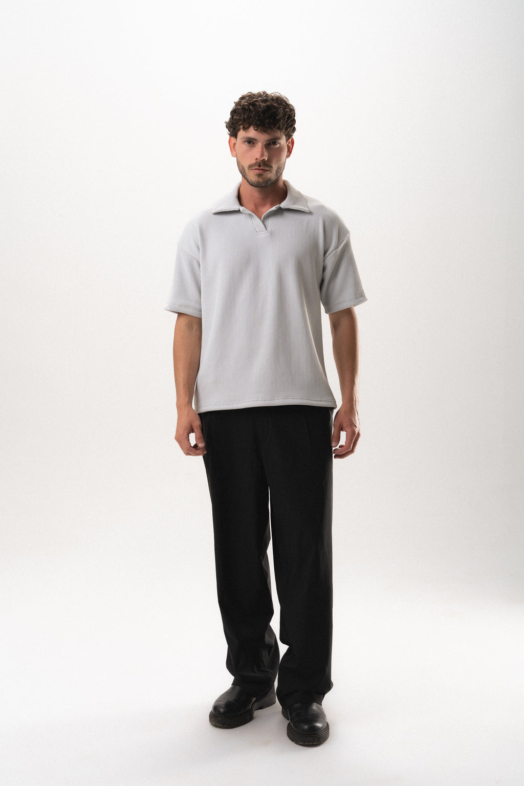 Polo Weighted Tshirt - Light Grey