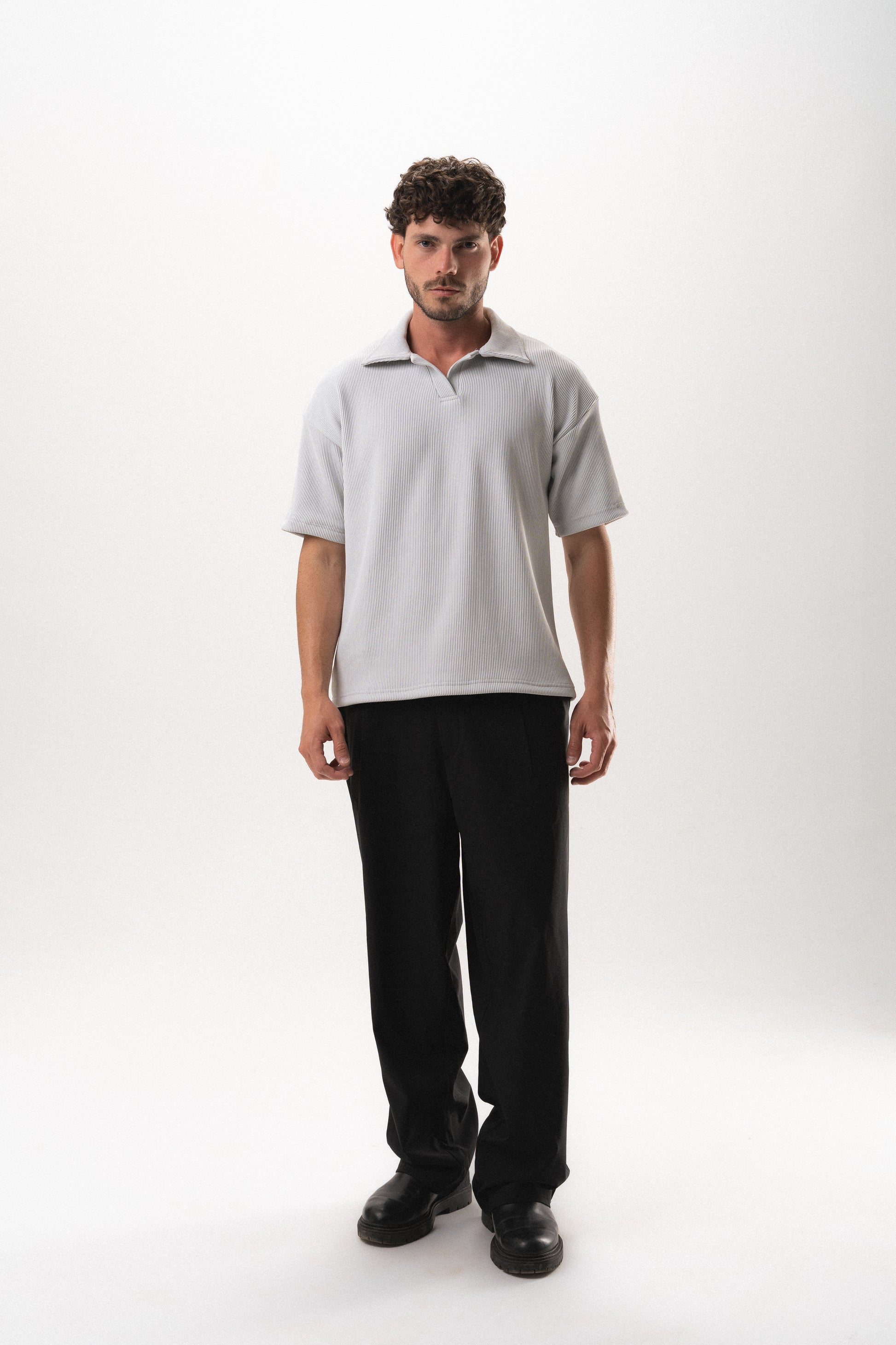 Polo Weighted Tshirt - Light Grey