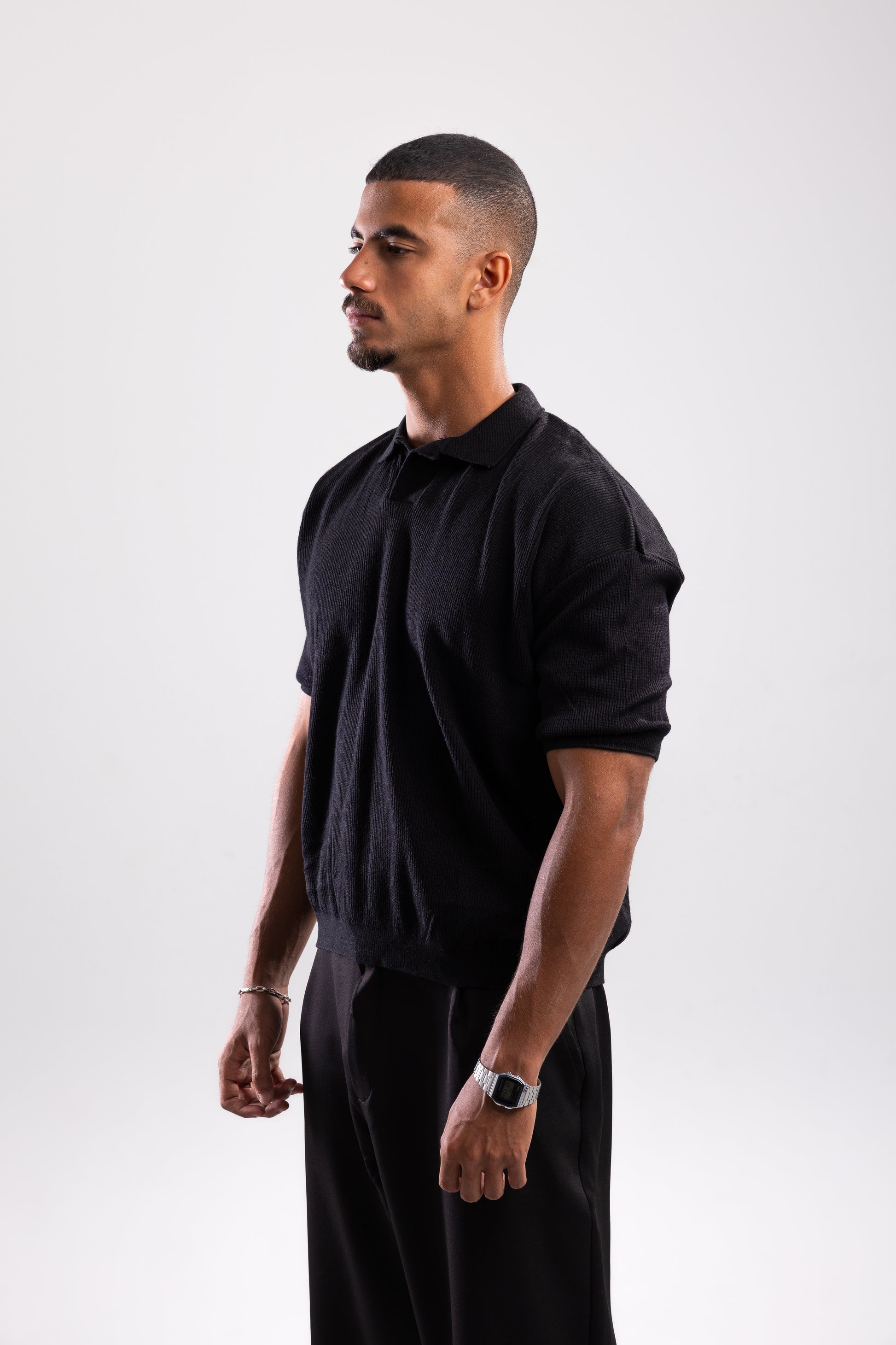 Polo Knit T-shirt - Black