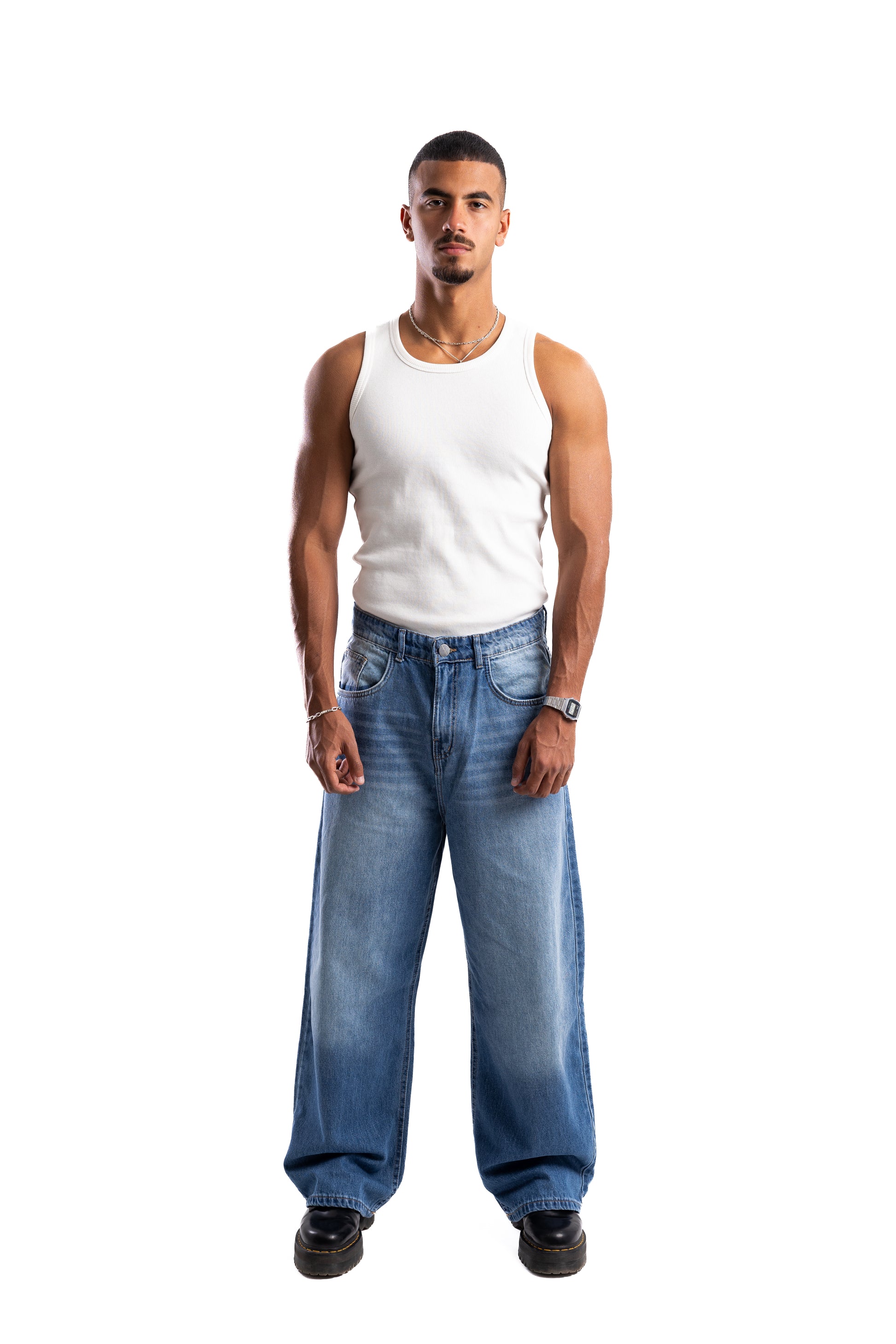 Vintage Blue Straight-baggy Jeans