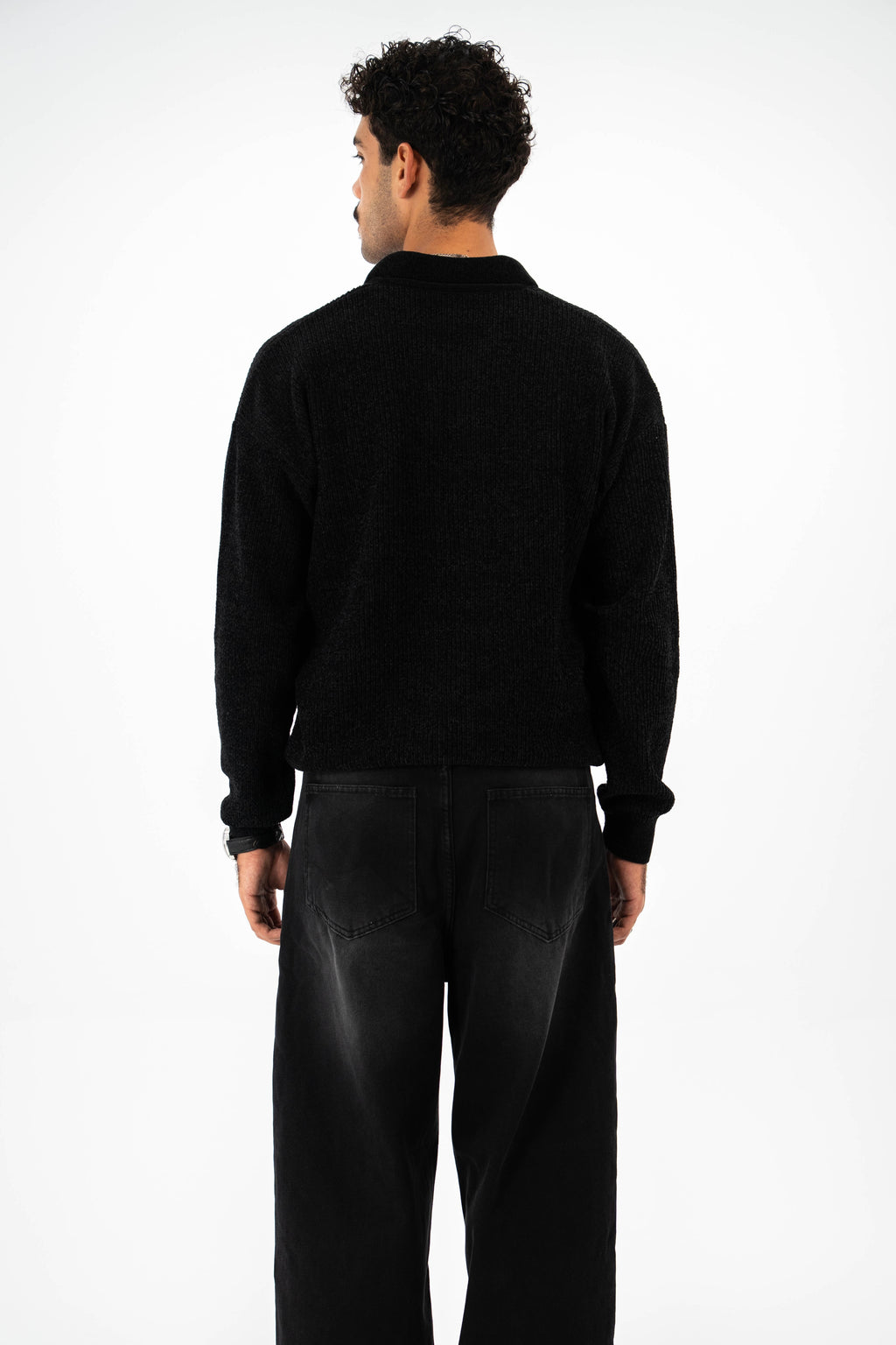 Polo Knit Sweater - Black