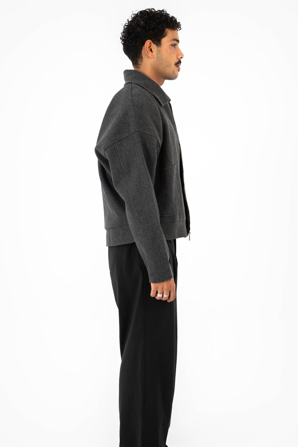 Formal Cropped Jacket - Grey