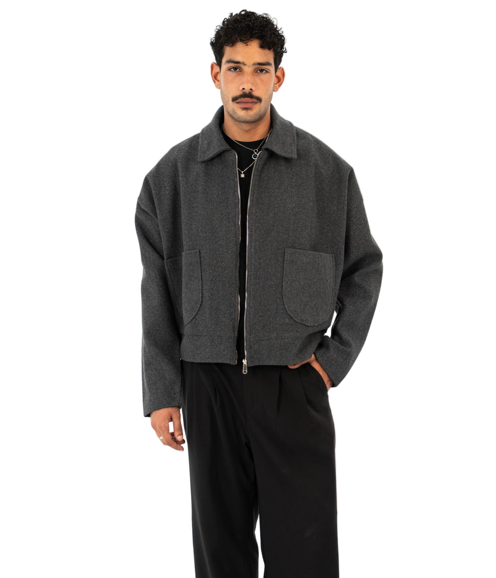 Formal Cropped Jacket - Grey