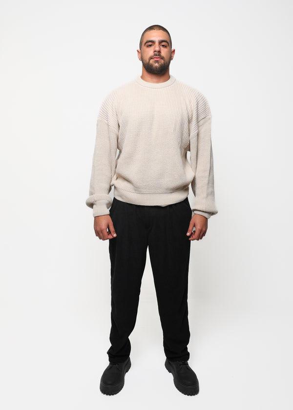 Heavyweight Knit Sweater - Light Beige