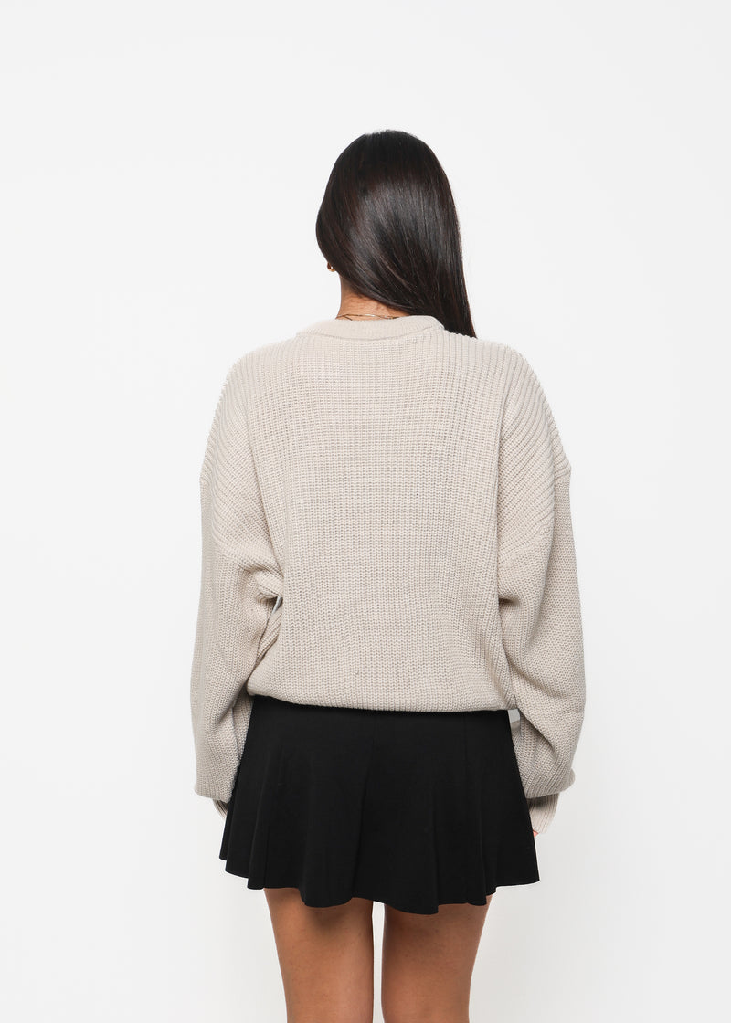 Heavyweight Knit Sweater - Light Beige