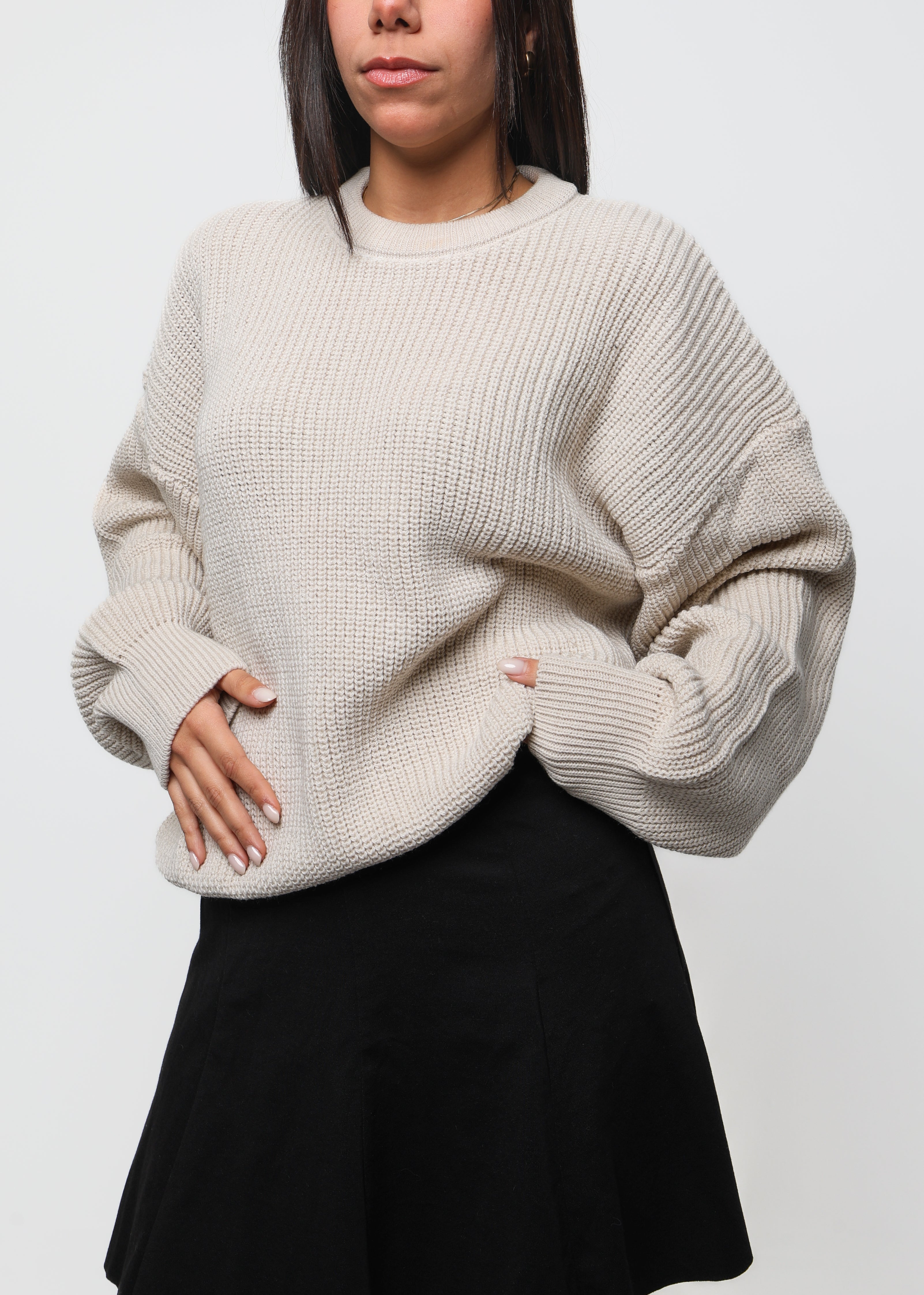ベイジュ BEIGE. ニット Weekday wool blend oversized sweater in beige neppy yarn | ASOS