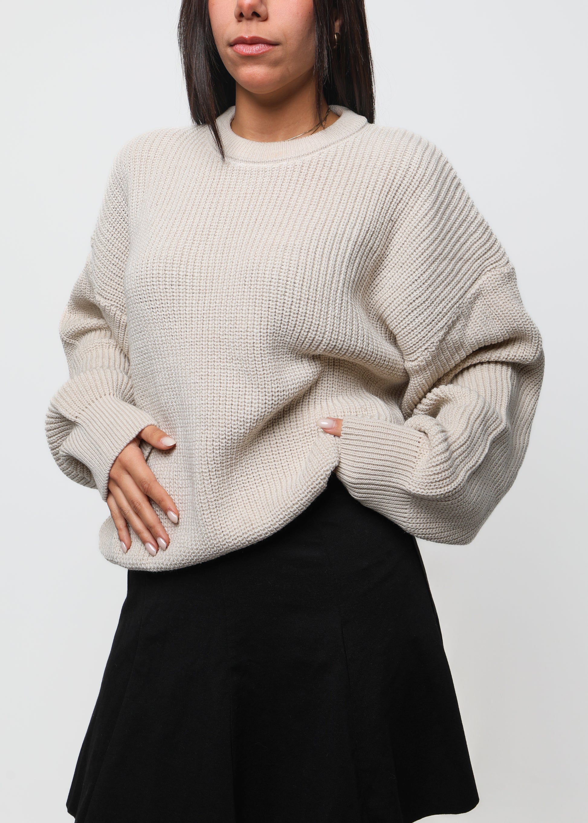 Heavyweight Knit Sweater - Light Beige