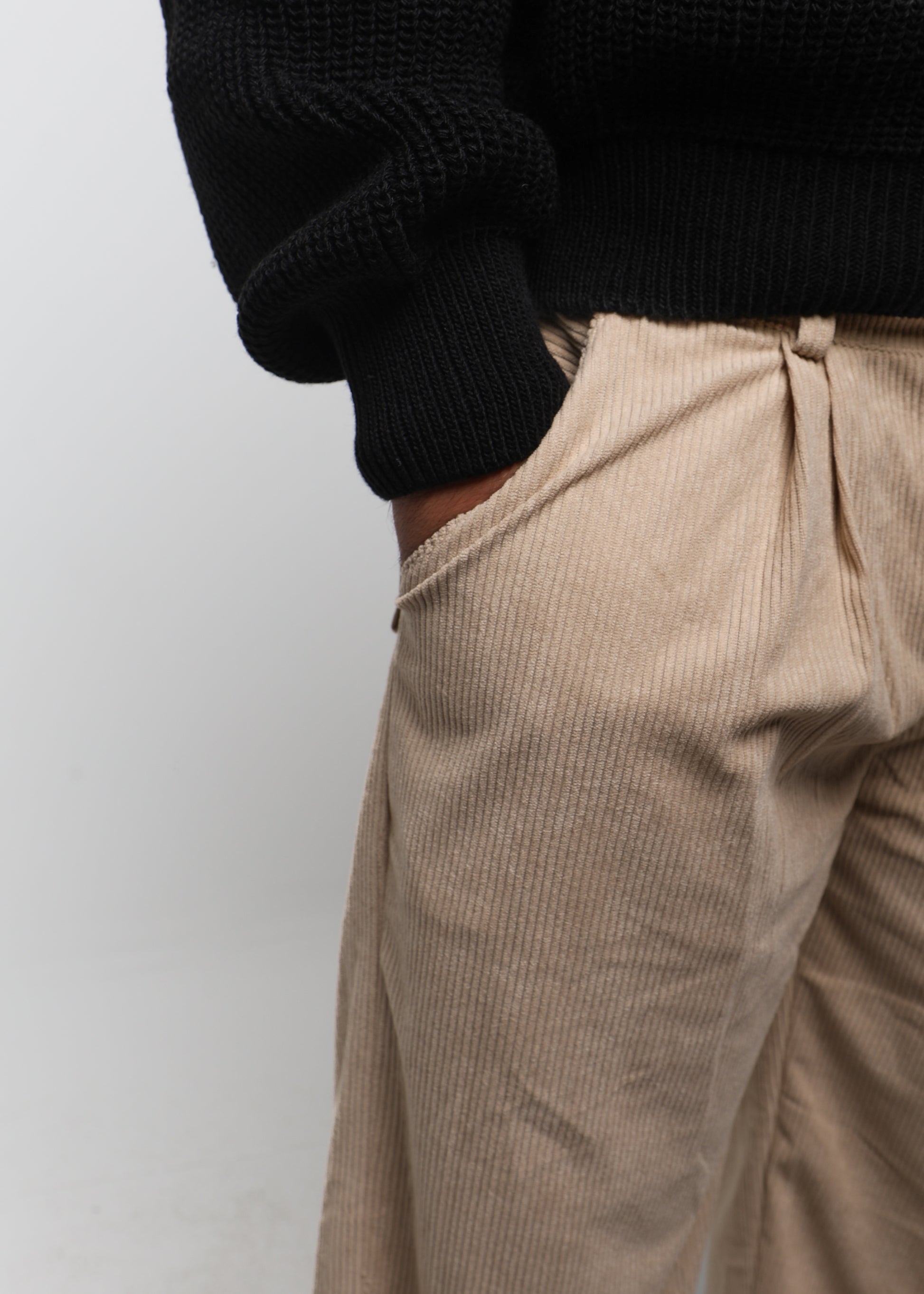Velvet Tailored Trousers - Beige