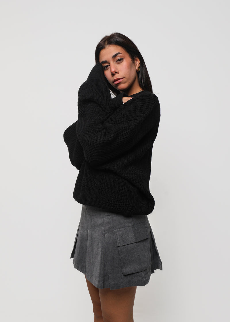 Heavyweight Knit Sweater - Black