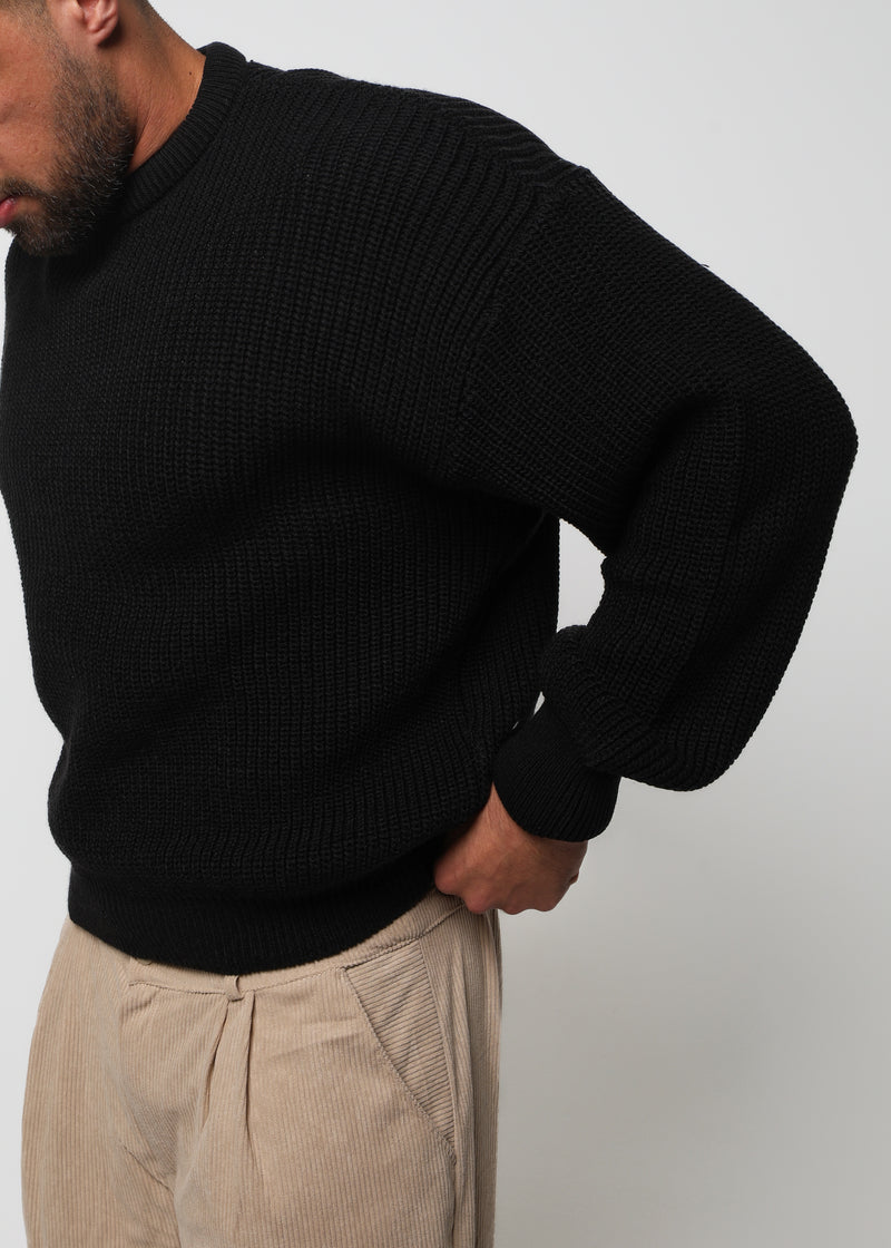 Heavyweight Knit Sweater - Black