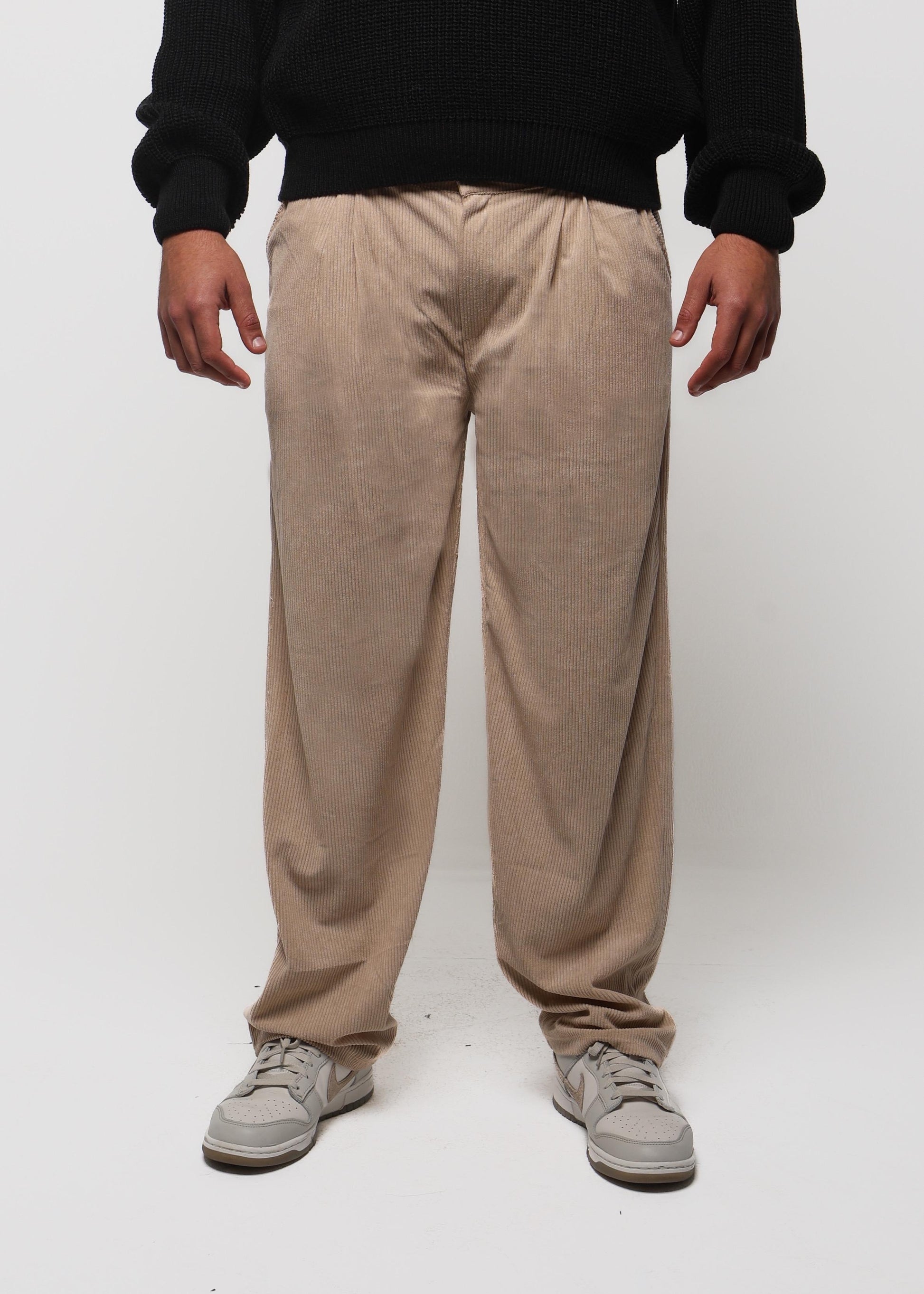 Velvet Tailored Trousers - Beige